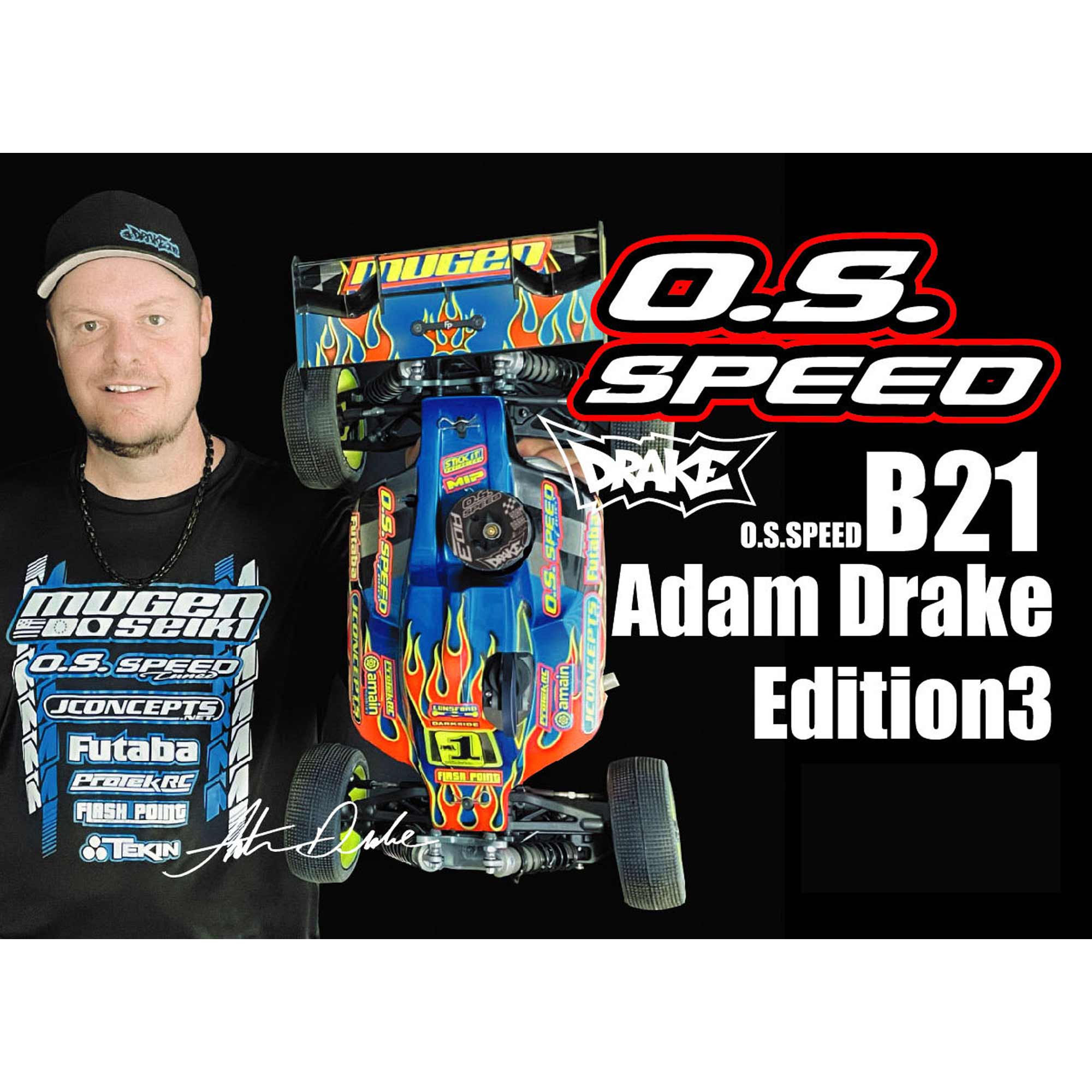 O.S. Speed B21 Adam Drake Edition 3, 1/8 Buggy Engine & Pipe Combo Set |  Team Losi Racing